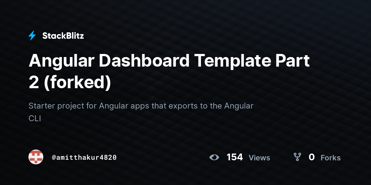 Angular Dashboard Template Part 2 (forked) - StackBlitz
