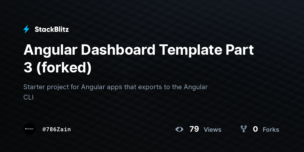 Angular Dashboard Template Part 3 (forked) - StackBlitz