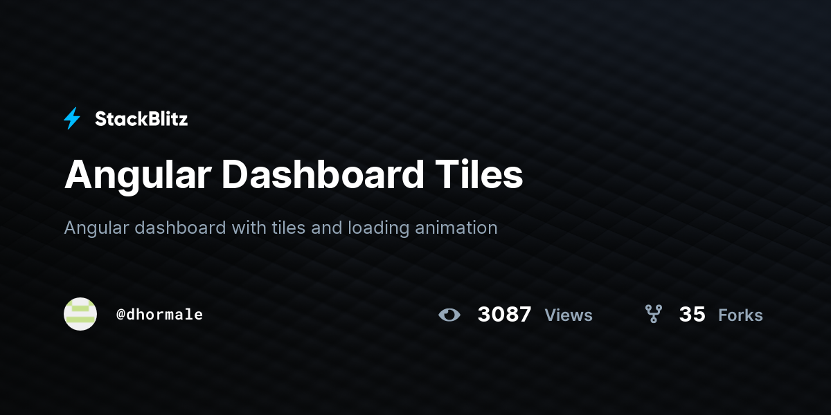 Angular Dashboard Tiles - StackBlitz
