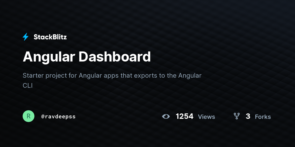 Angular Dashboard - StackBlitz