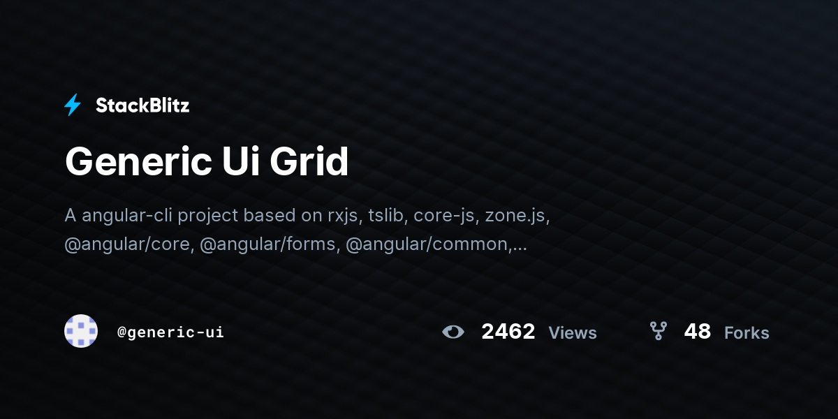 Generic Ui Grid - StackBlitz