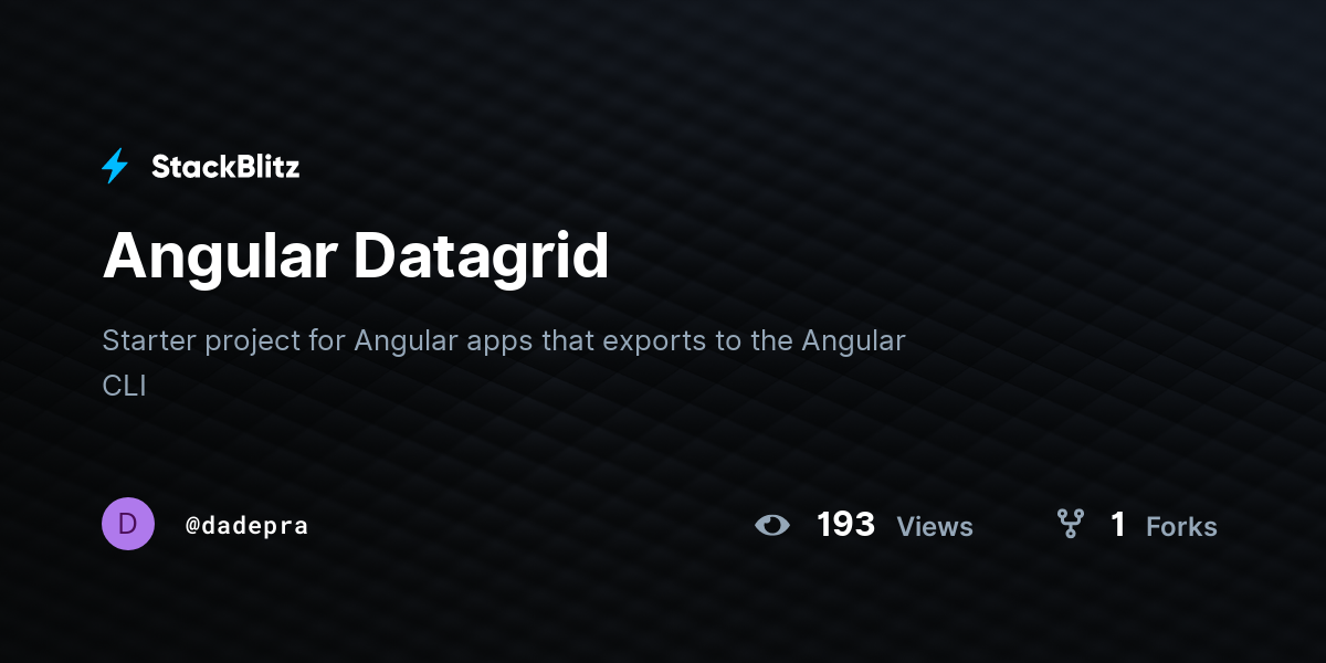 Angular Datagrid - StackBlitz