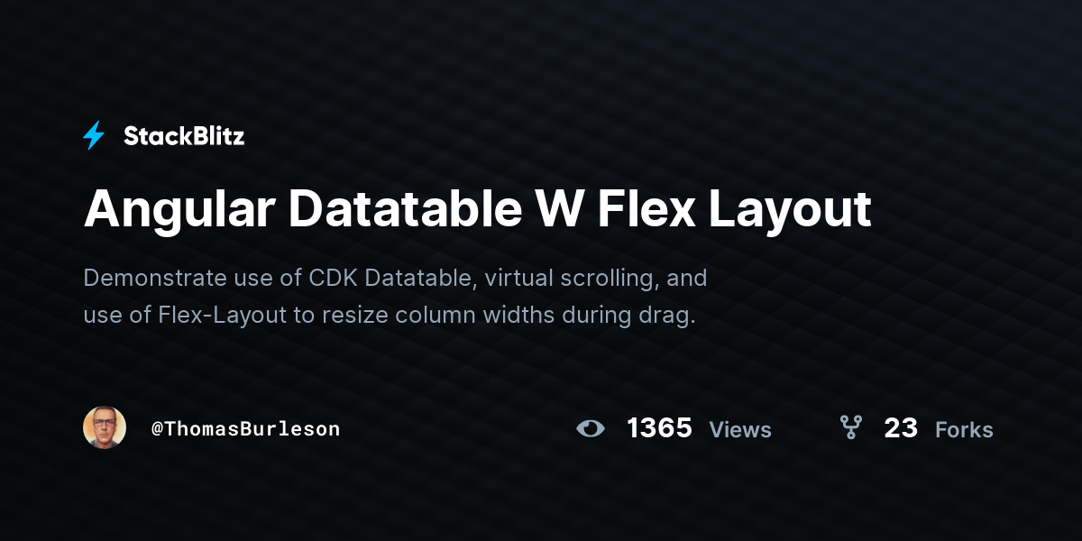 Angular Datatable W Flex Layout - StackBlitz