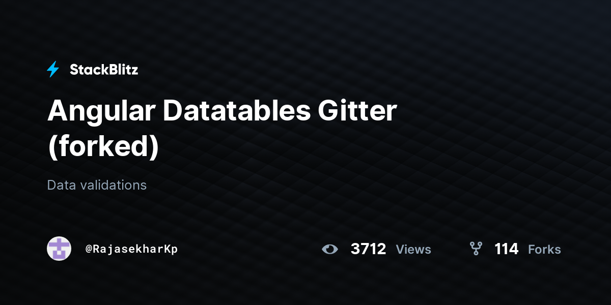 Angular Datatables Gitter (forked) - StackBlitz