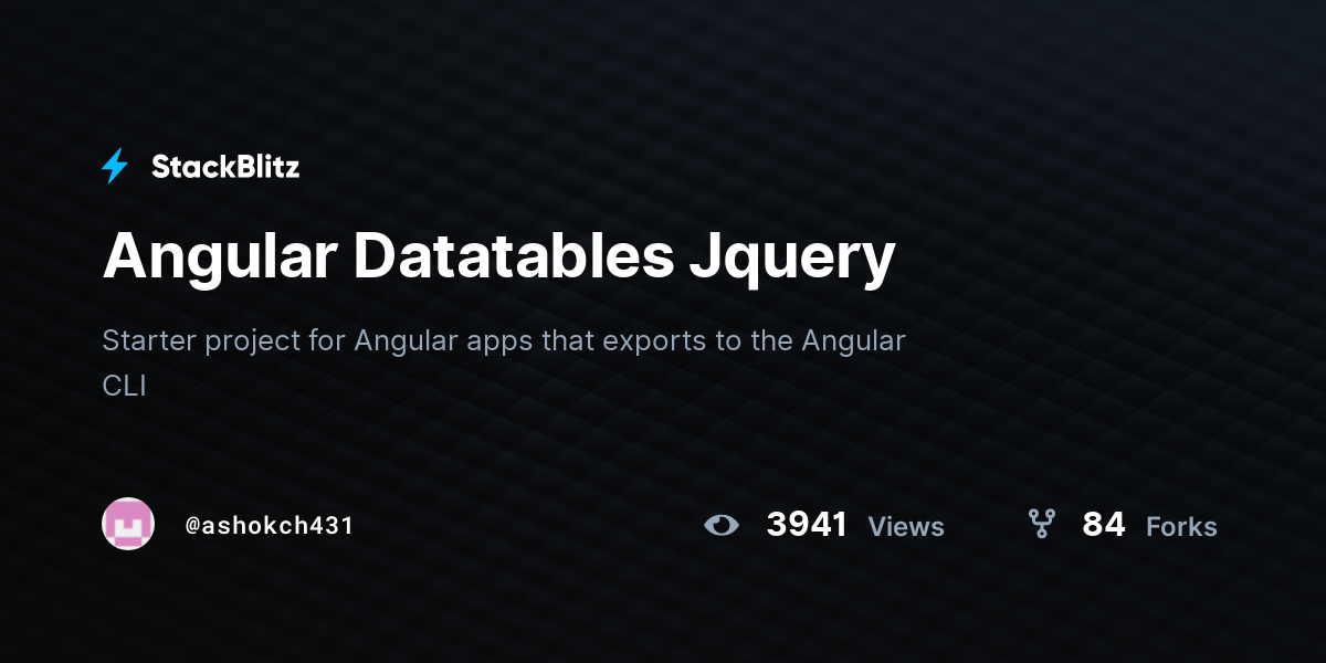 Angular Datatables Jquery - StackBlitz