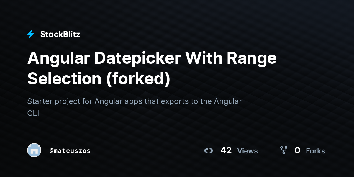 Angular Datepicker With Range Selection (forked) - StackBlitz