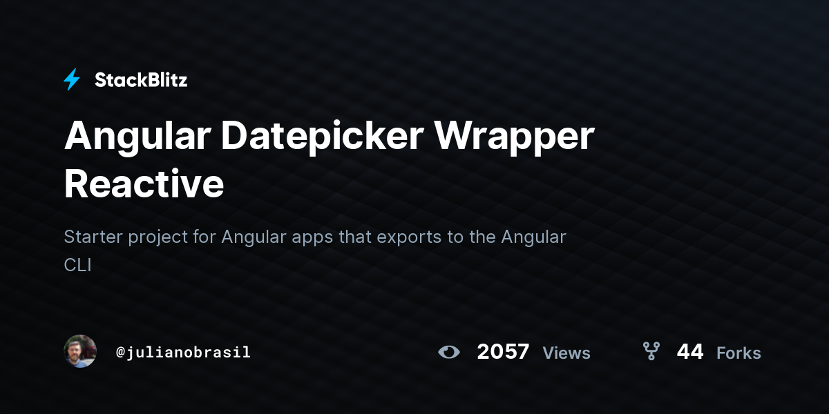 Angular Datepicker Wrapper Reactive - StackBlitz