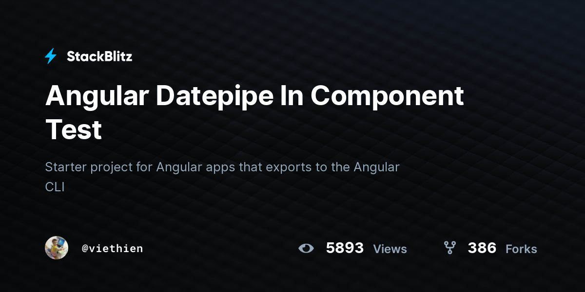 Angular Datepipe In Component Test - StackBlitz
