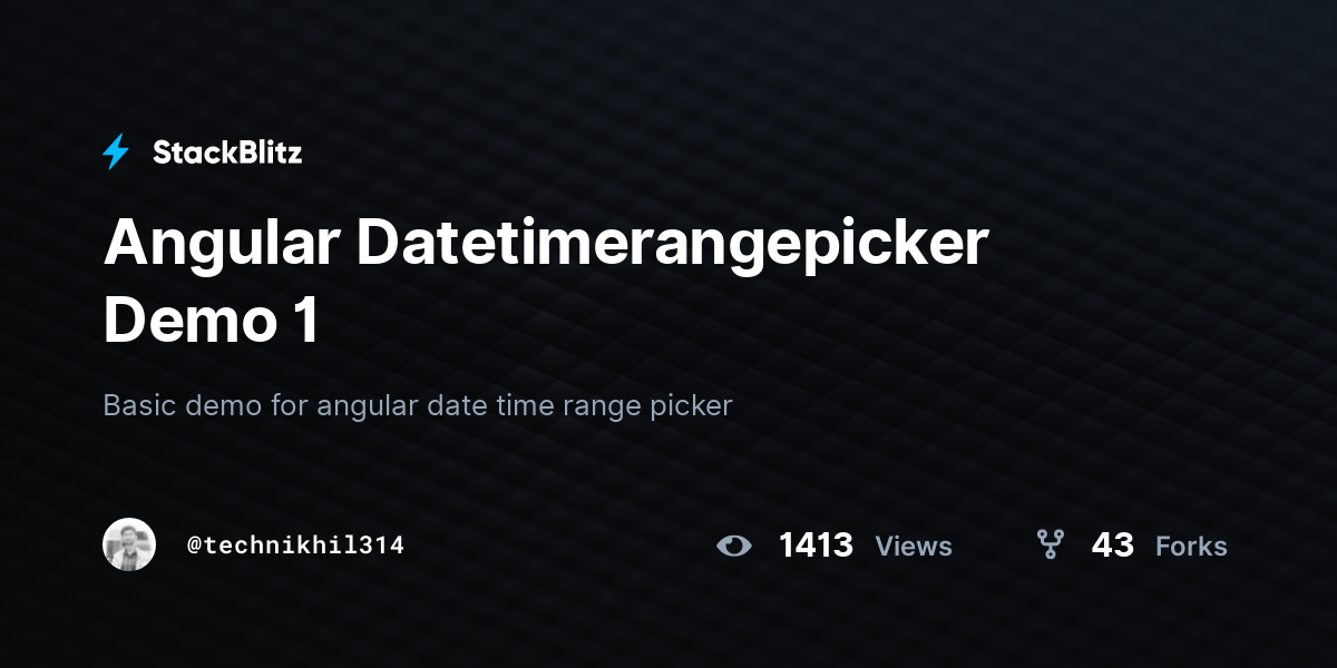 Angular Datetimerangepicker Demo 1 - StackBlitz