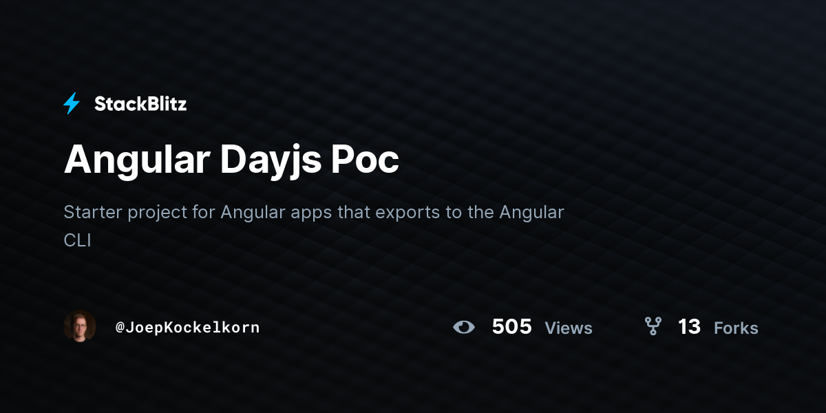 Angular Dayjs Poc - StackBlitz