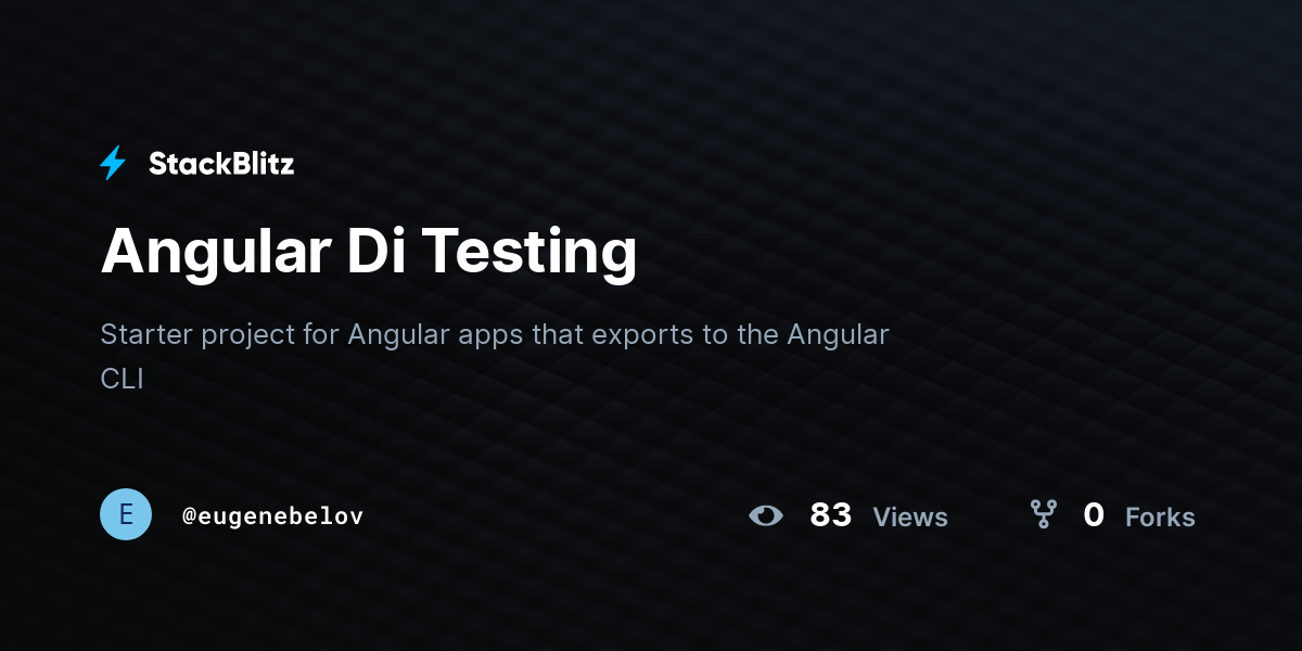 Angular Di Testing - StackBlitz