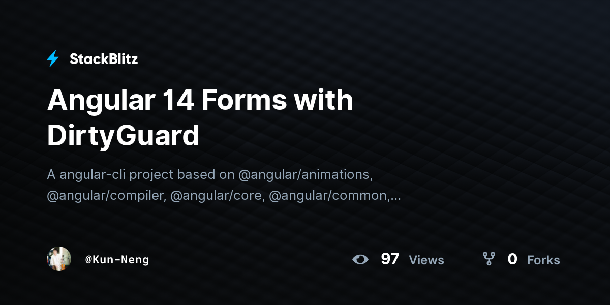 Angular 14 Forms with DirtyGuard - StackBlitz