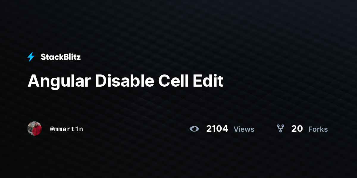 Angular Disable Cell Edit - StackBlitz