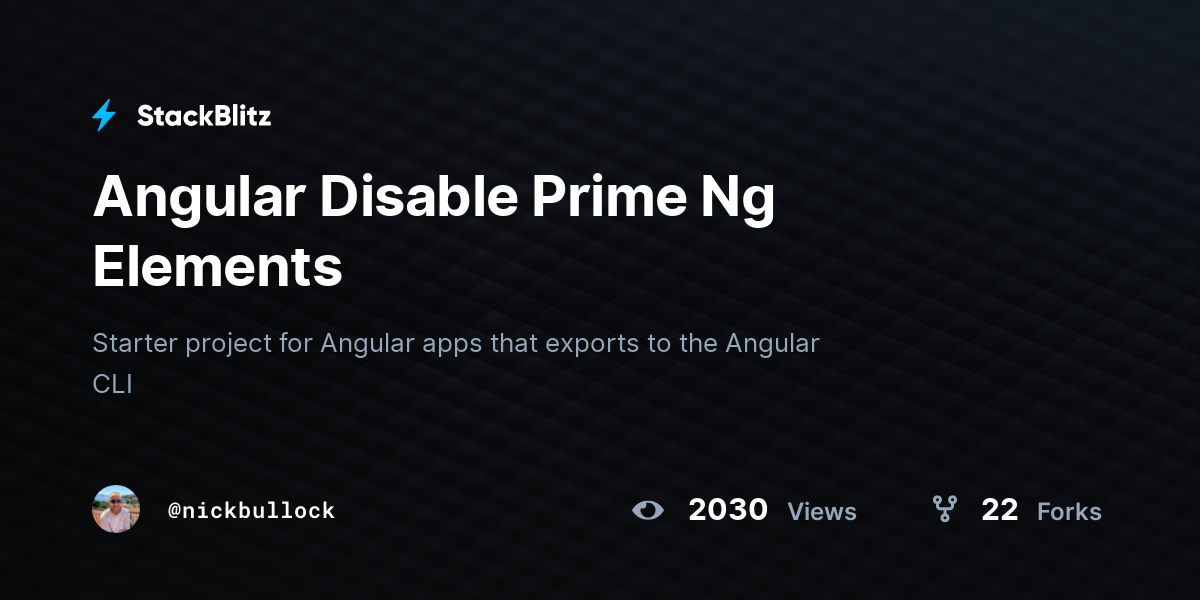 Angular Disable Prime Ng Elements - StackBlitz