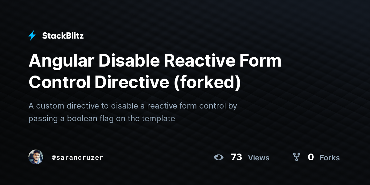Angular Disable Reactive Form Control Directive (forked) - StackBlitz