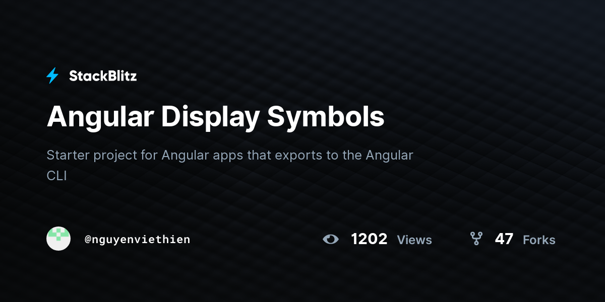 Angular Display Symbols - StackBlitz