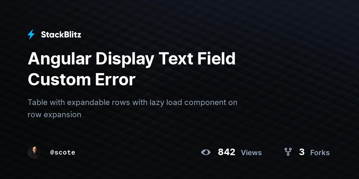 Angular Display Text Field Custom Error - StackBlitz