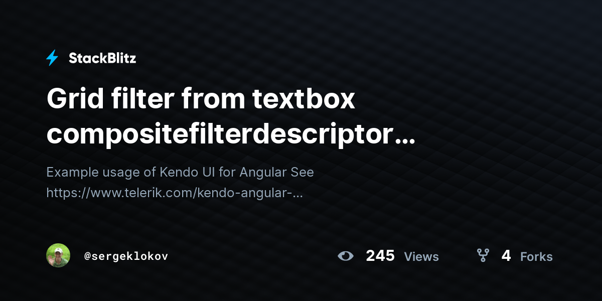 Grid filter from textbox compositefilterdescriptor (forked) - StackBlitz