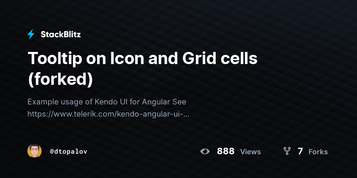 Tooltip on Icon and Grid cells (forked) - StackBlitz
