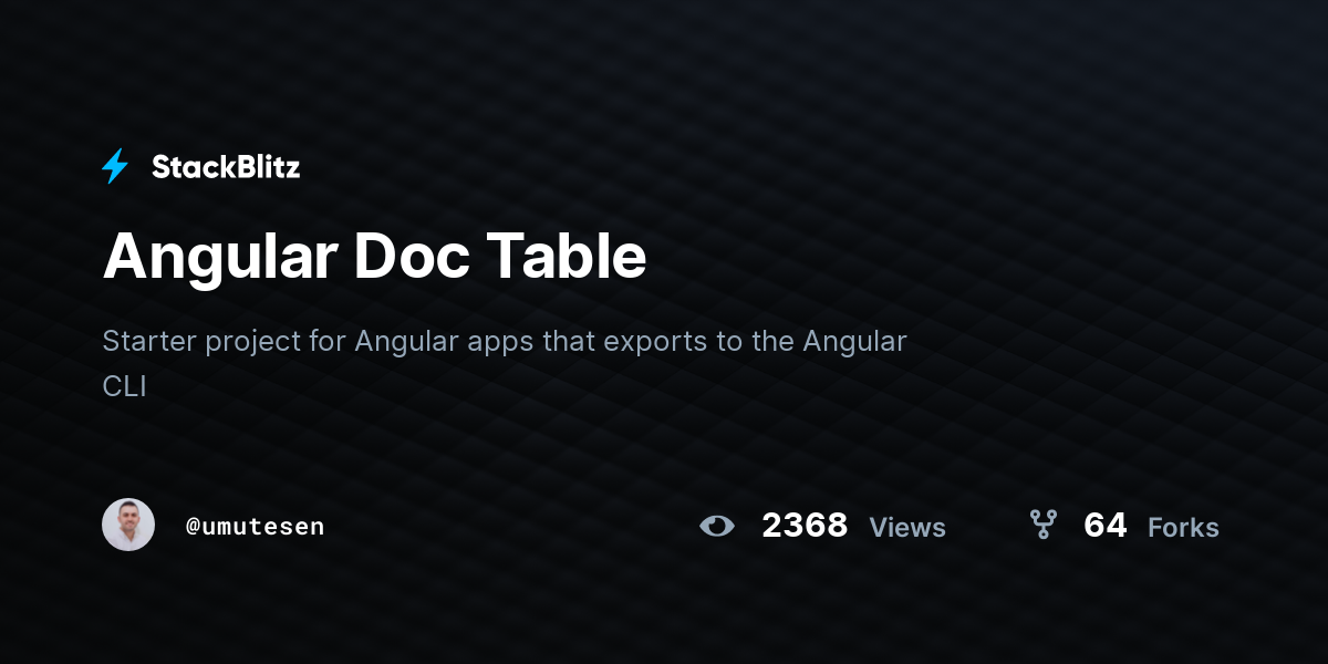 Angular Doc Table - StackBlitz