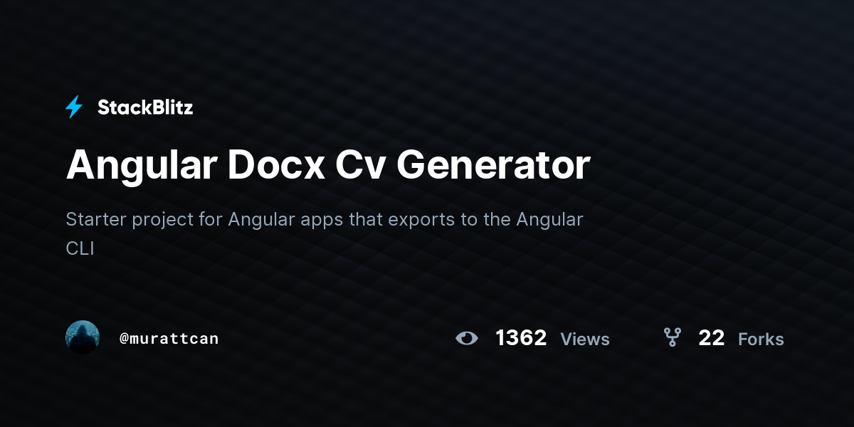 Angular Docx Cv Generator - StackBlitz