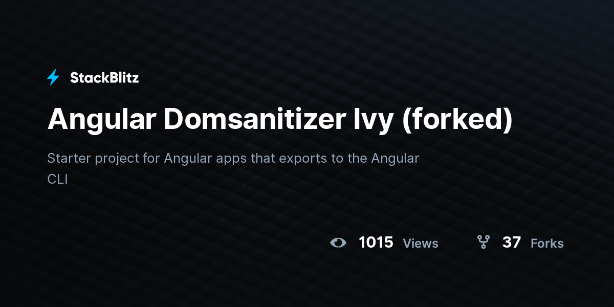 Angular Domsanitizer Ivy (forked) - StackBlitz