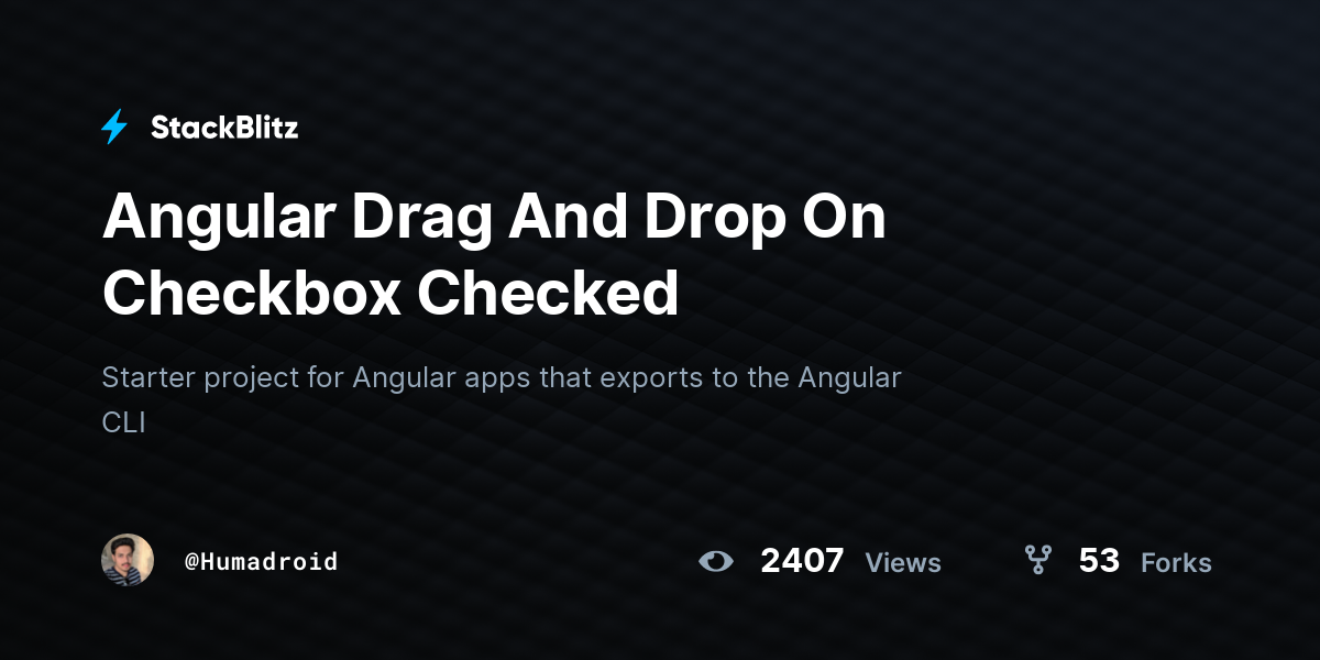Angular Drag And Drop On Checkbox Checked - StackBlitz