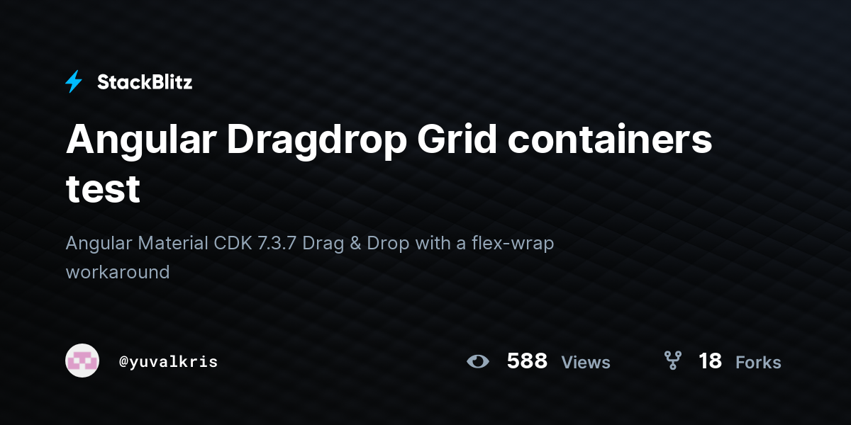 Angular Dragdrop Grid containers test - StackBlitz