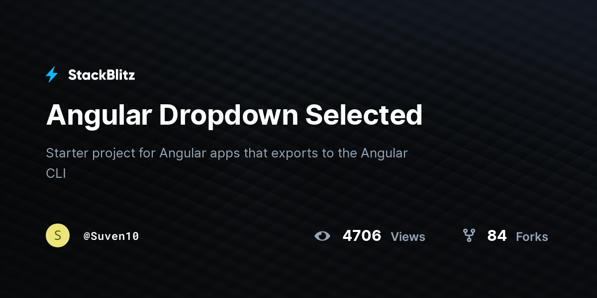 Angular Dropdown Selected - StackBlitz