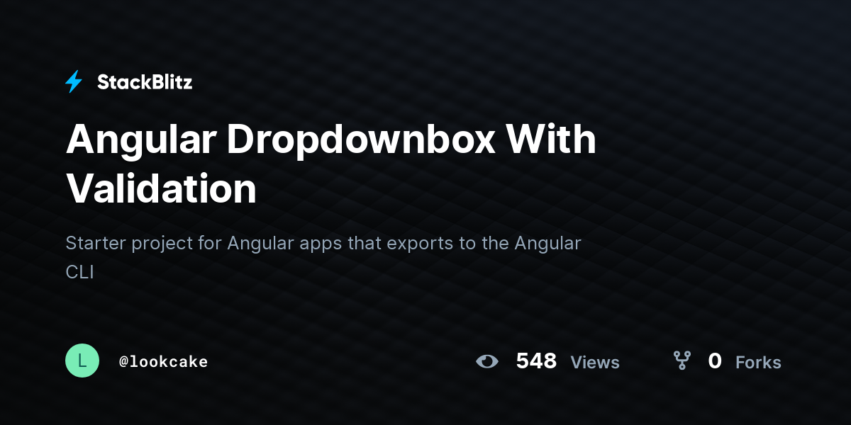 Angular Dropdownbox With Validation - StackBlitz