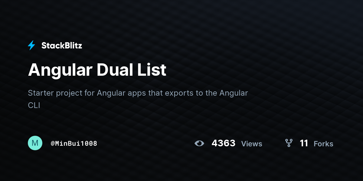 Angular Dual List - StackBlitz