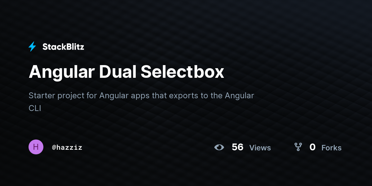 Angular Dual Selectbox - StackBlitz