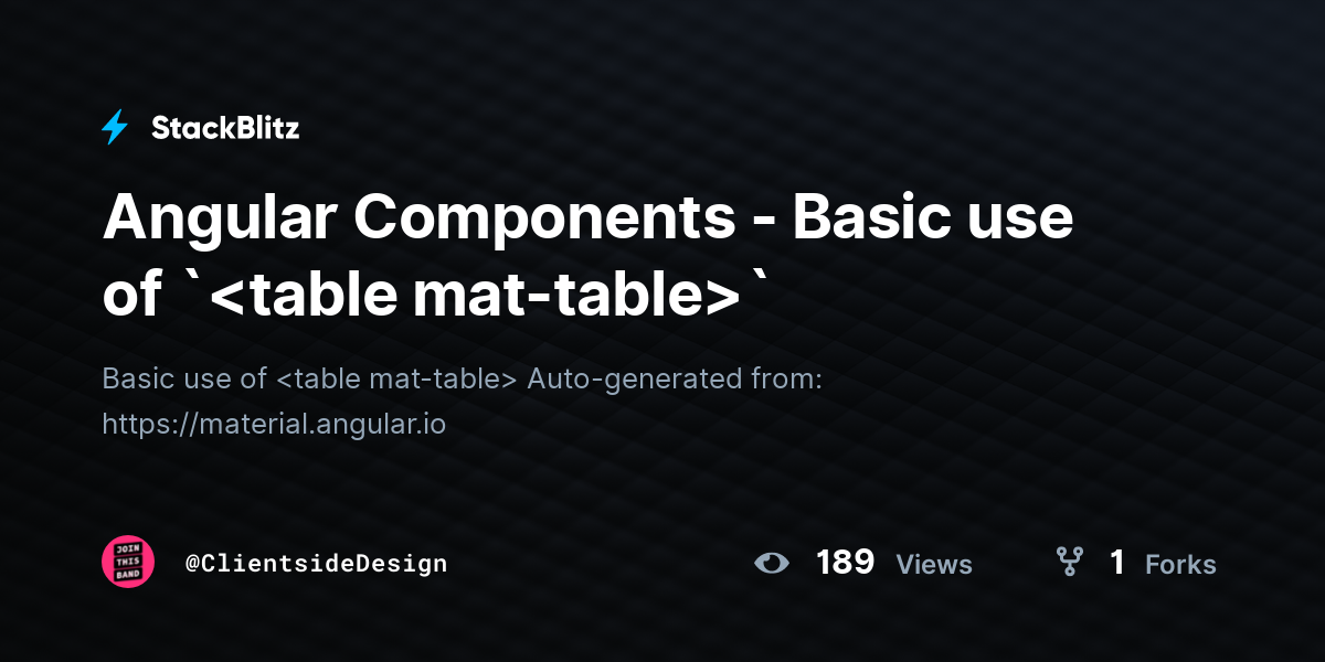 Angular Components Basic use of ` ` StackBlitz