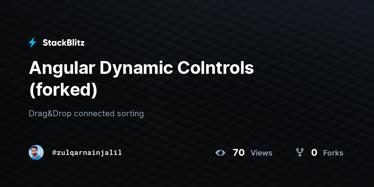 Angular Dynamic Colntrols (forked) - StackBlitz