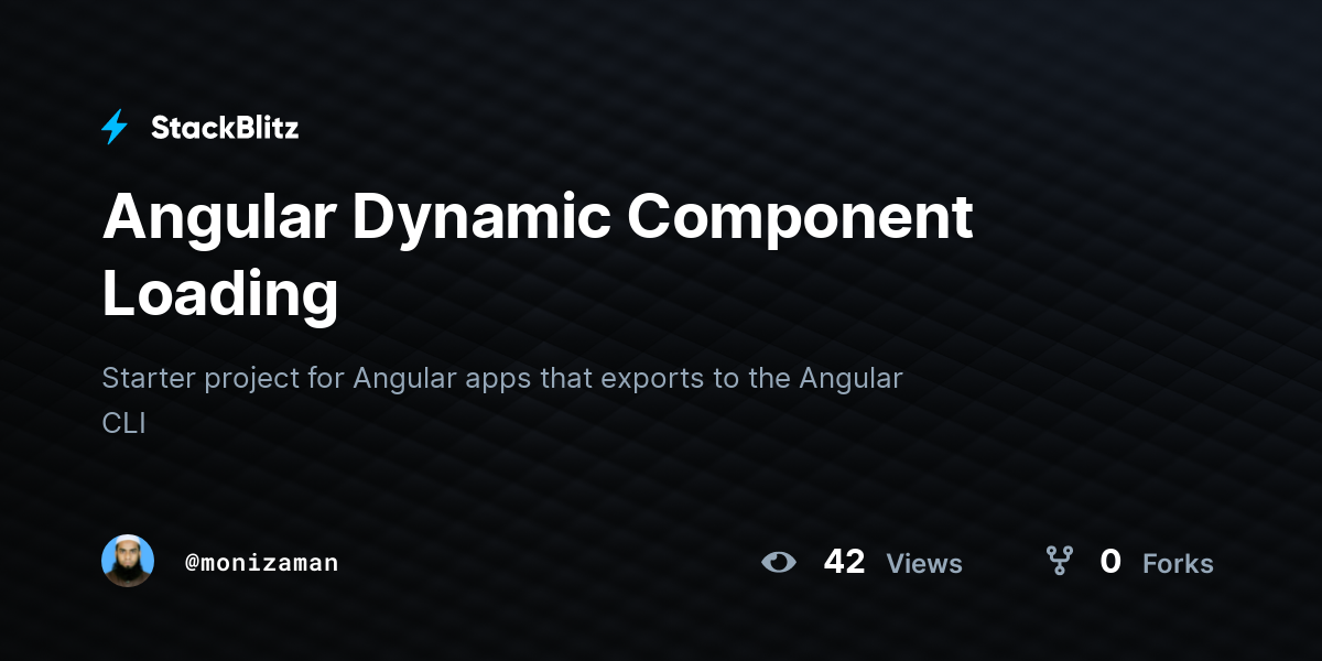 Angular Dynamic Component Loading StackBlitz