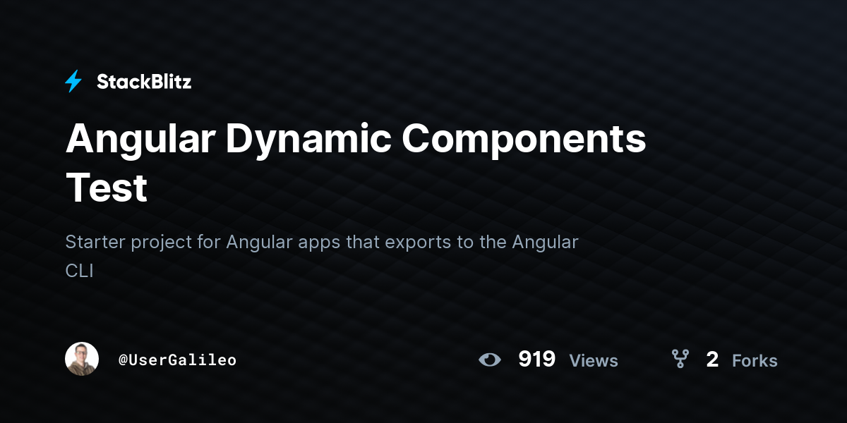 Angular Dynamic Components Test - StackBlitz