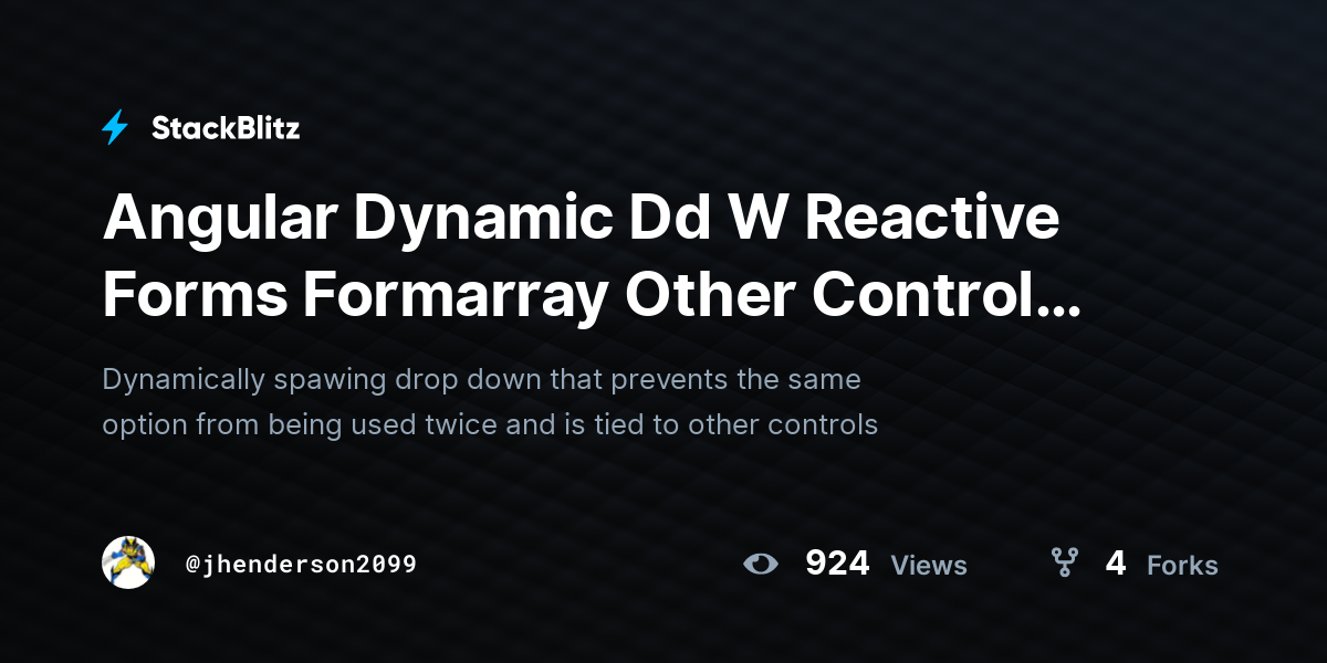 Angular Dynamic Dd W Reactive Forms Formarray Other Controls V2 ...
