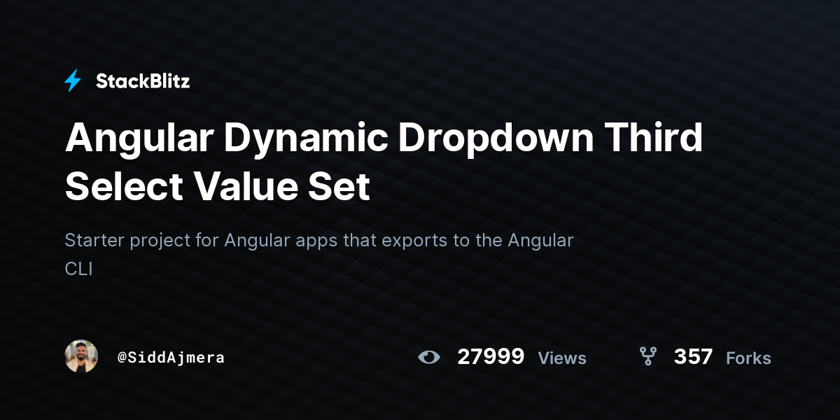 Angular Dynamic Dropdown Third Select Value Set - StackBlitz