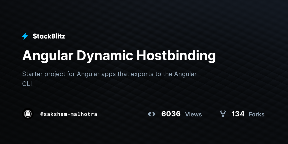 Angular Dynamic Hostbinding StackBlitz