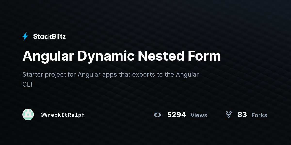 Angular Dynamic Nested Form - StackBlitz