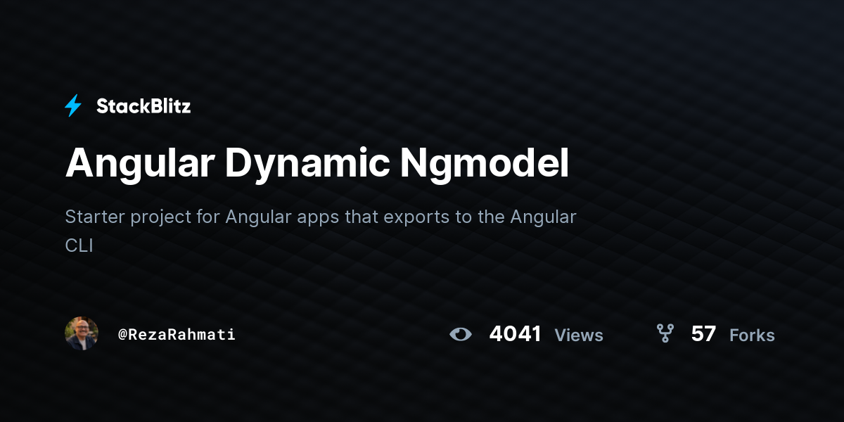 Angular Dynamic Ngmodel - StackBlitz