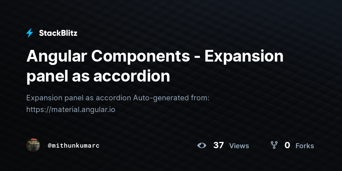 Angular Components Expansion panel as accordion StackBlitz