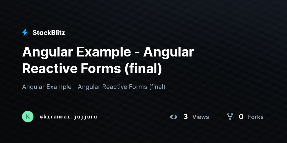 Angular Example - Angular Reactive Forms (final) - StackBlitz