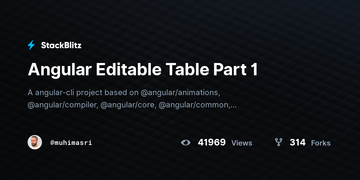Angular Editable Table Part 1 - StackBlitz
