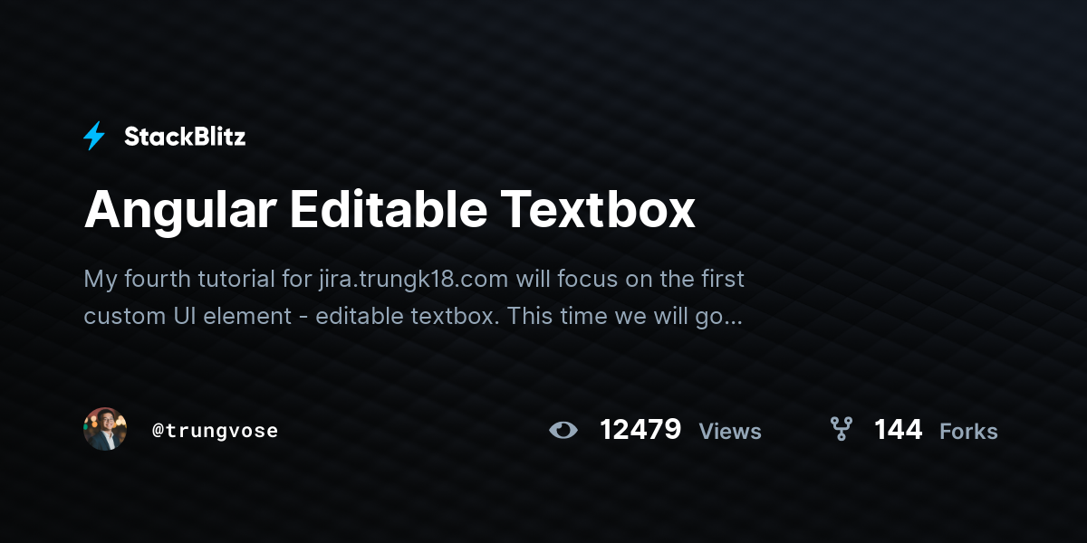 Angular Editable Textbox - StackBlitz