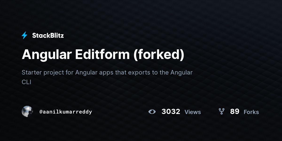 Angular Editform (forked) - StackBlitz