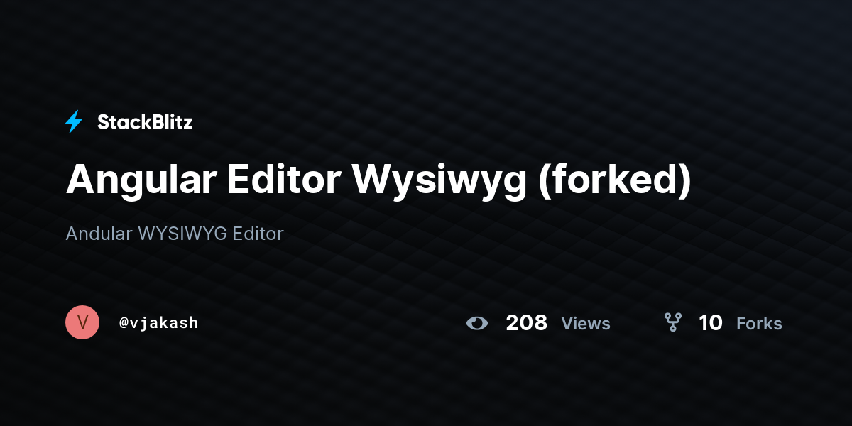 Angular Editor Wysiwyg (forked) - StackBlitz