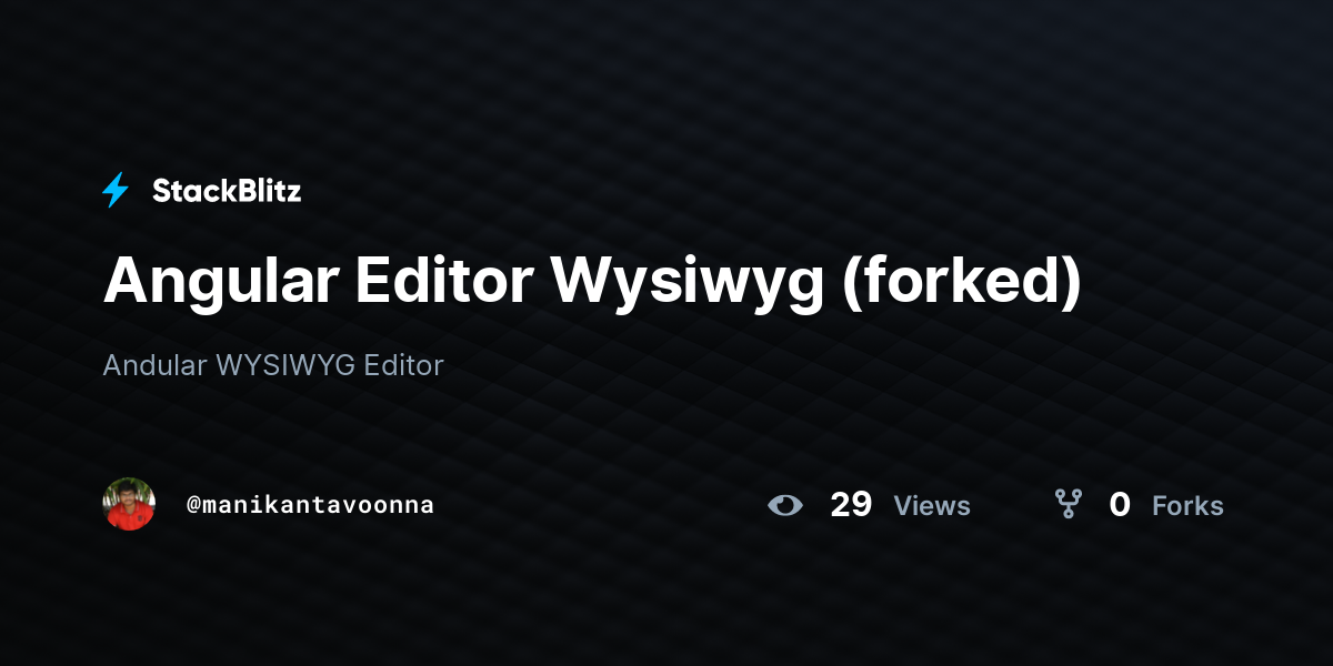 Angular Editor Wysiwyg (forked) - StackBlitz
