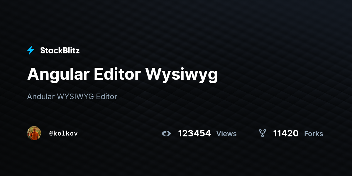 Angular Editor Wysiwyg - StackBlitz