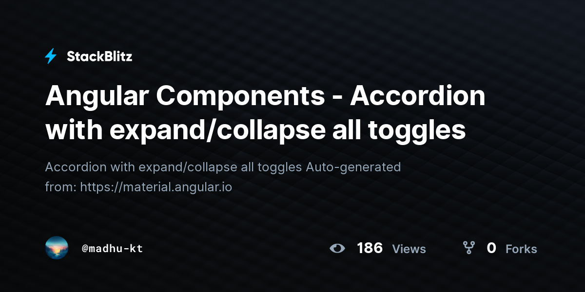 Angular Components Accordion with expand/collapse all toggles StackBlitz